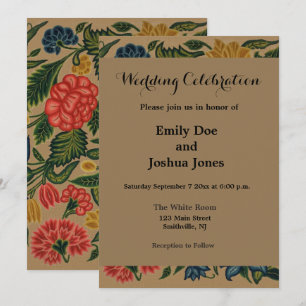 Antikes Crewel-Blumenstickereimuster Einladung