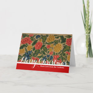 Antikes Crewel-Blumenstickereimuster Feiertagskarte