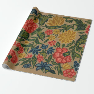 Antikes Crewel-Blumenstickereimuster Geschenkpapier