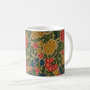 Antikes Crewel-Blumenstickereimuster Kaffeetasse