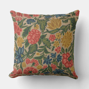 Antikes Crewel-Blumenstickereimuster Kissen