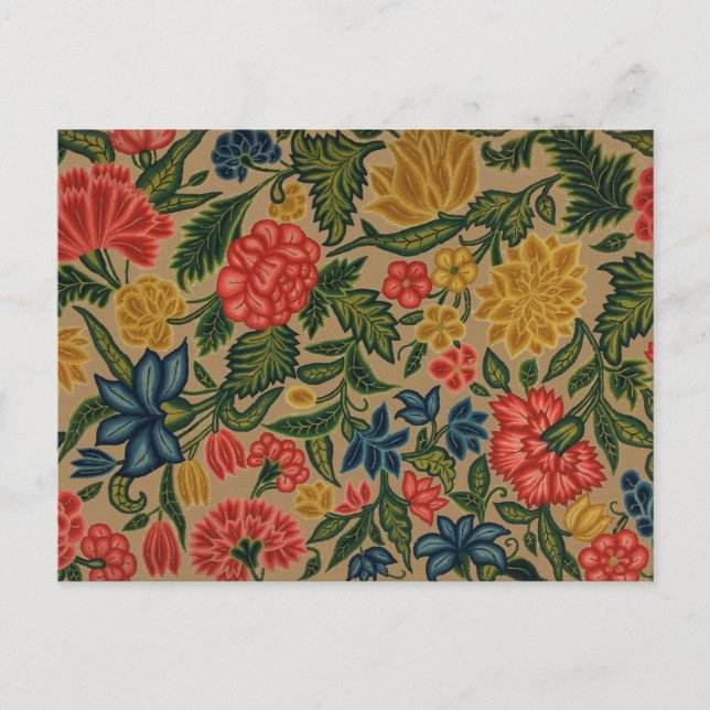 Antikes Crewel-Blumenstickereimuster Postkarte (Vorderseite)