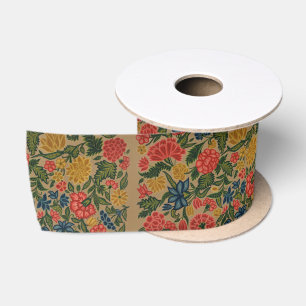Antikes Crewel-Blumenstickereimuster Satinband