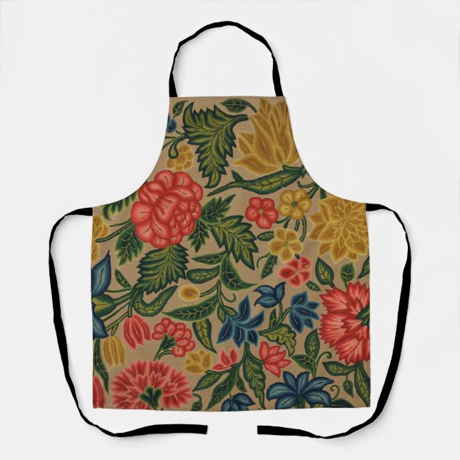 Antikes Crewel-Blumenstickereimuster Schürze (Vorderseite)