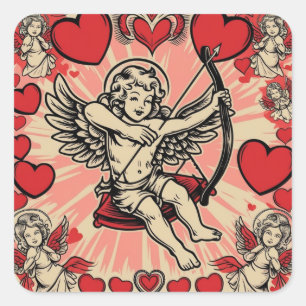 Antikes Cupide Liebe Quadratischer Aufkleber