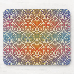 Antikes Damast-Kontur-Wallpaper - blau violett rot Mousepad