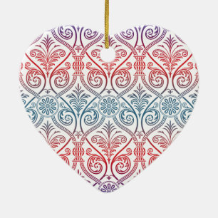 Antikes Damast-Wallpaper - blau violett rot Keramikornament