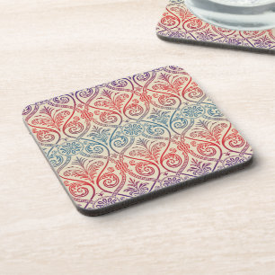 Antikes Damast-Wallpaper - blau violett rot Untersetzer