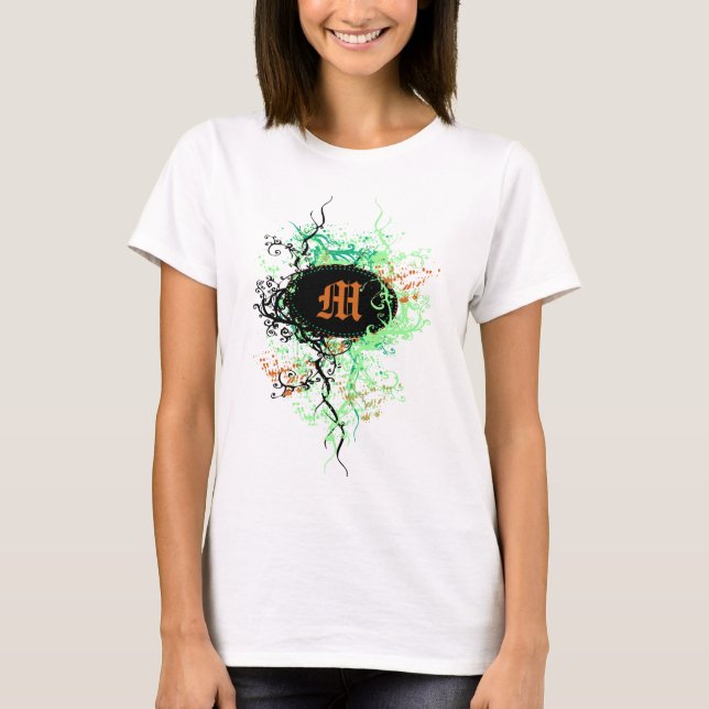 Antikes Damastmuster mit Initiale M T-Shirt (Vorderseite)