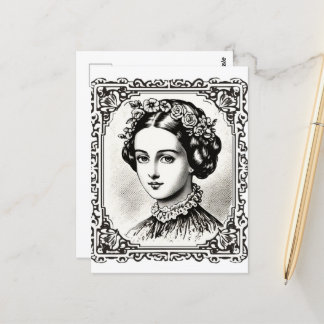 Antikes Damenporträt-Stempel 4 Postkarte
