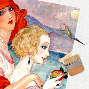 Antikes Damenrot-Kleid-Hut-Seidenpapier Seidenpapier