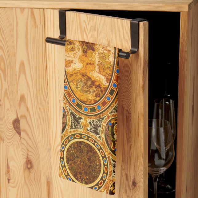 Antikes Dekorationsmuster aus italienischem Edelst Geschirrtuch (Drittel gefaltet)