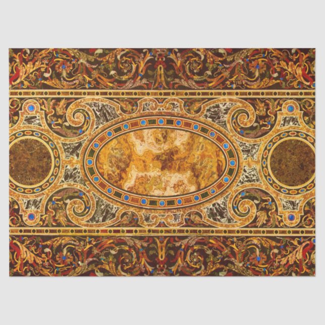 Antikes Dekorationsmuster aus italienischem Edelst Seidenpapier (Vorderseite)