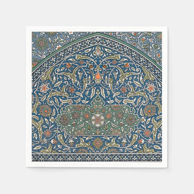 Antikes dekoratives arabeskes Blumenmuster Serviette (Vorderseite)