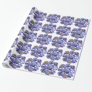 Antikes Delft Blau Delftware Holland Muster Geschenkpapier