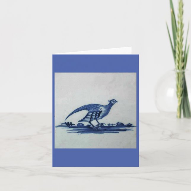 Antikes Delft Blauer Tile - Groß im Gras Dankeskarte (Vorderseite)