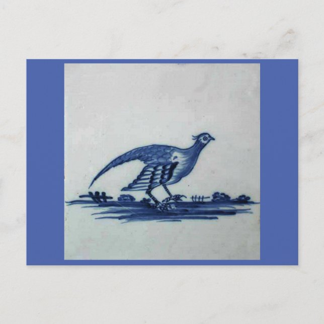 Antikes Delft Blauer Tile - Groß im Gras Postkarte (Vorderseite)