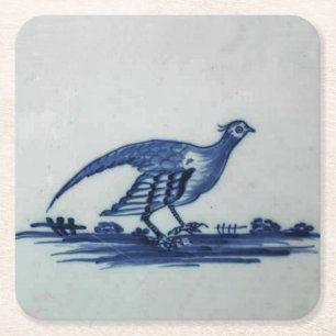 Antikes Delft Blauer Tile - Groß im Gras Rechteckiger Pappuntersetzer