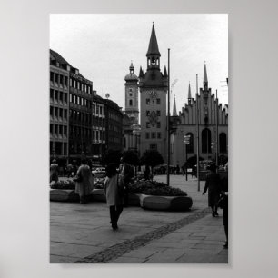 Antikes Deutschland München Kirche Marienplatz Poster