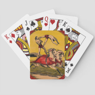 Antikes Druckbild von akrobatischen Bareback-Reite Spielkarten
