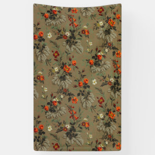 Antikes dunkles florales Orangen-Rosen-Botanik-Mus Banner