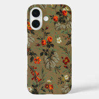 Antikes dunkles florales Orangen-Rosen-Botanik-Mus
