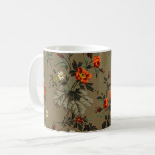 Antikes dunkles florales Orangen-Rosen-Botanik-Mus Kaffeetasse