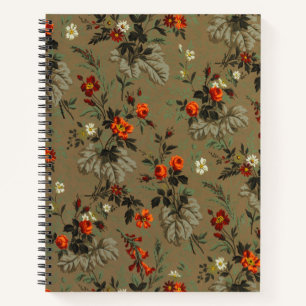 Antikes dunkles florales Orangen-Rosen-Botanik-Mus Notizbuch