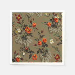 Antikes dunkles florales Orangen-Rosen-Botanik-Mus Serviette