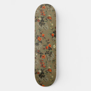 Antikes dunkles florales Orangenrosen-Botanikmuste Skateboard