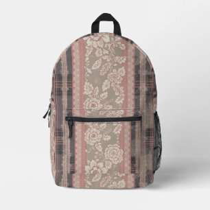 Antikes Dusty Rose Blumen-Spitzen-Cottagecore-Must Bedruckter Rucksack