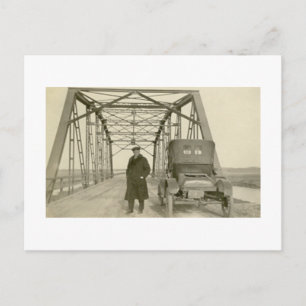 Antikes echtes Foto von einem Mann mit Auto Postkarte