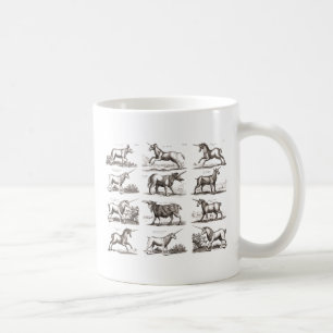 Antikes Einhorn-Gravur Vintage-Zoologie-Exemplar Kaffeetasse