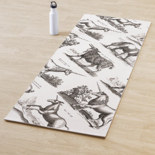 Antikes Einhorn-Gravur Vintage-Zoologie-Exemplar Yogamatte