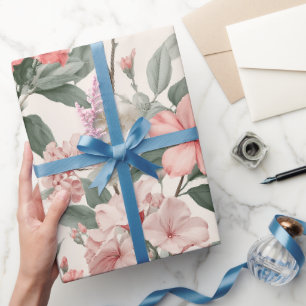Antikes Elegantes Rosa Garten Aquarell Muster Geschenkpapier