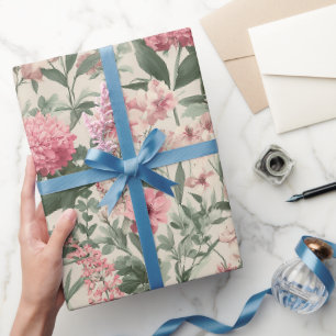 Antikes Elegantes Rosa Garten Aquarellmuster Geschenkpapier