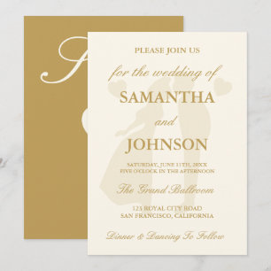 Antikes Elfenbein Elegantes Monogramm Hochzeit Einladung