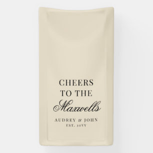 Antikes Elfenbein Schwarzes Prost-Script-Hochzeit Banner