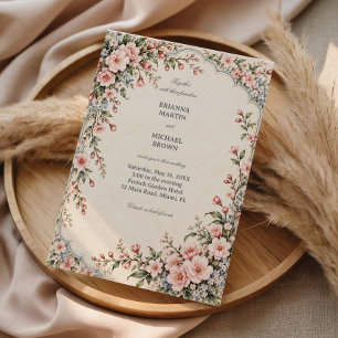 Antikes englisches Gartenerbe mit floralen Motiven Einladung