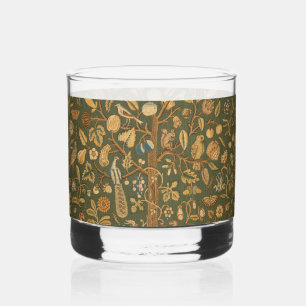 Antikes englisches Nadelspitzen-Baum-des-Lebens-un Whiskyglas