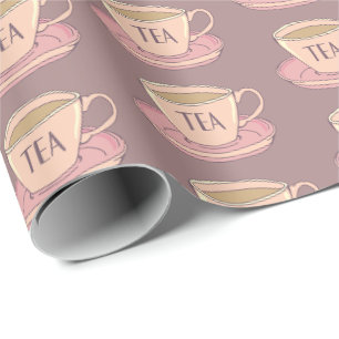 Antikes englisches rosa Teetassenmuster Geschenkpapier
