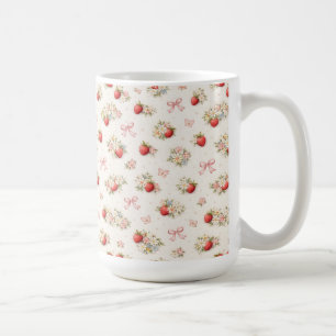Antikes Erdbeer Blumen Nahtloses Landhausstil-Deko Kaffeetasse