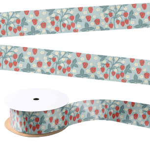 Antikes Erdbeer Cottagecore Florales Botanisches Satinband