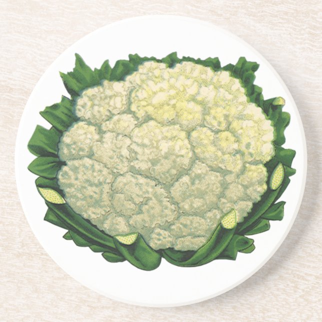 Antikes Essen Gemüse Blumenkohl Sandstein Untersetzer (Vorne)