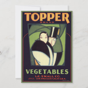Antikes Etikett für Gemüse von Topper, Art Deco Ro