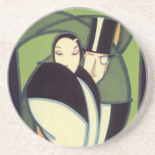 Antikes Etikett für Gemüse von Topper, Art Deco Ro Getränkeuntersetzer