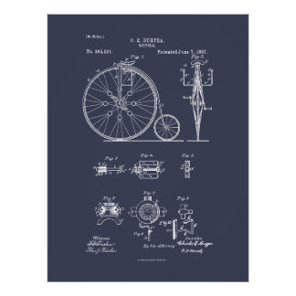 Antikes Fahrrad 1887 Penny Farthing Zeichnend Pate Fotodruck