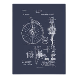 Antikes Fahrrad 1887 Penny Farthing Zeichnend Pate Fotodruck