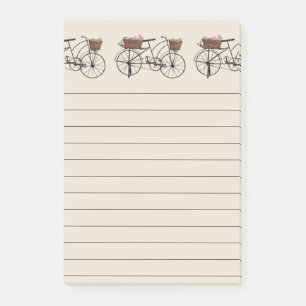 Antikes Fahrrad mit Korbgepäck Post-it Klebezettel