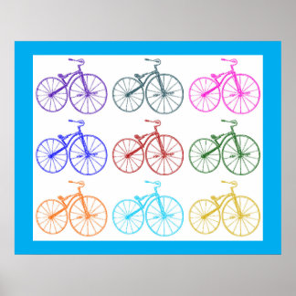 Antikes Fahrrad Vintage-Druck mehrfarbiges Muster Poster